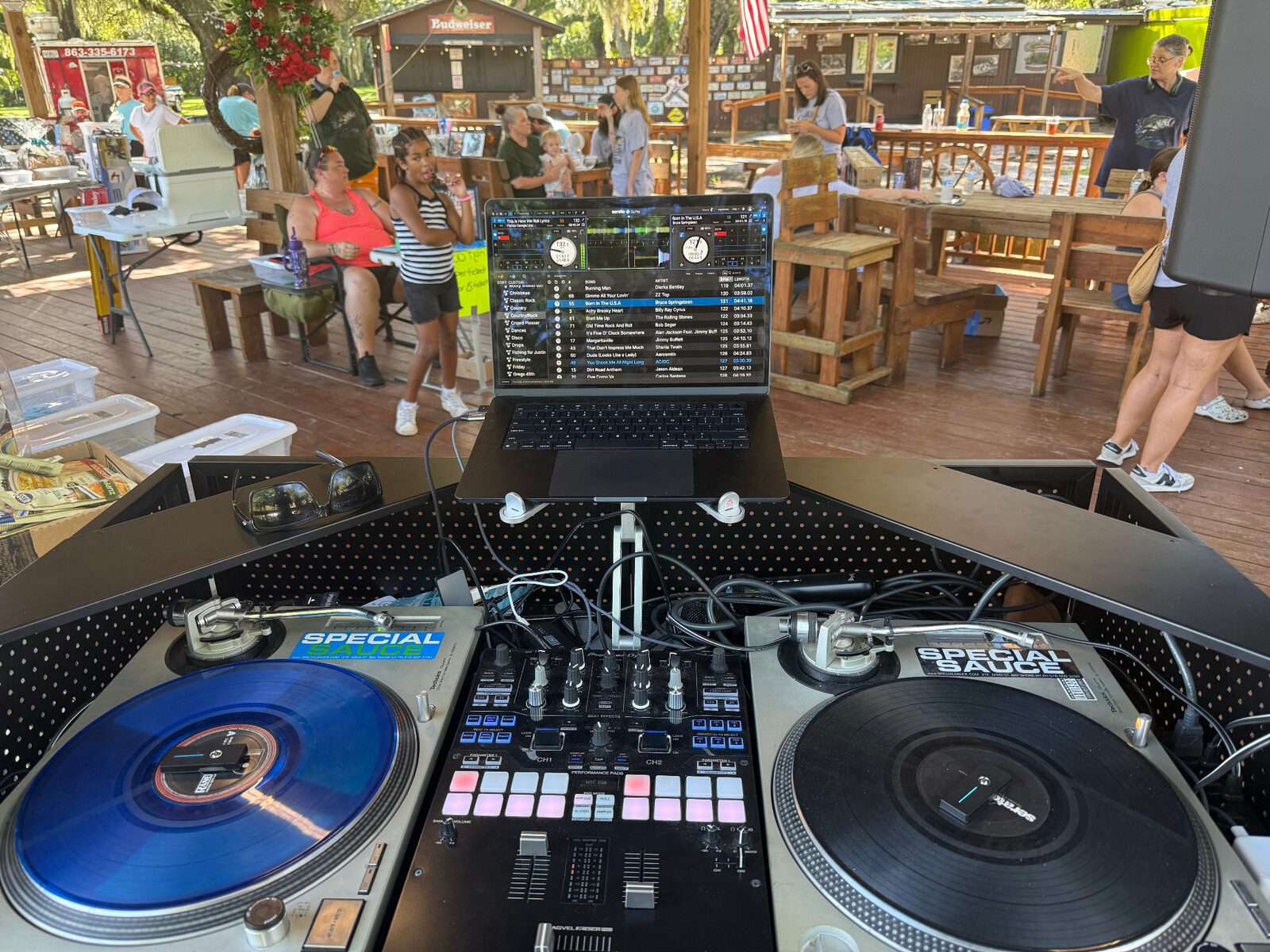 DJ equipment set up at an outdoor venue