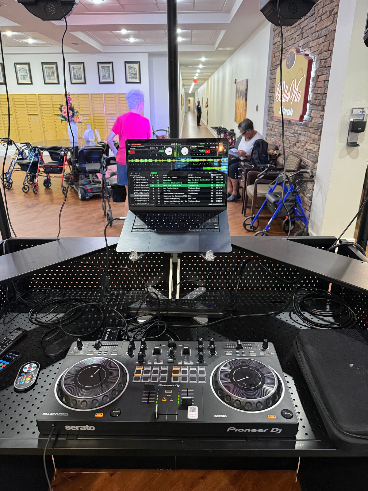 DJ booth overlooking an event