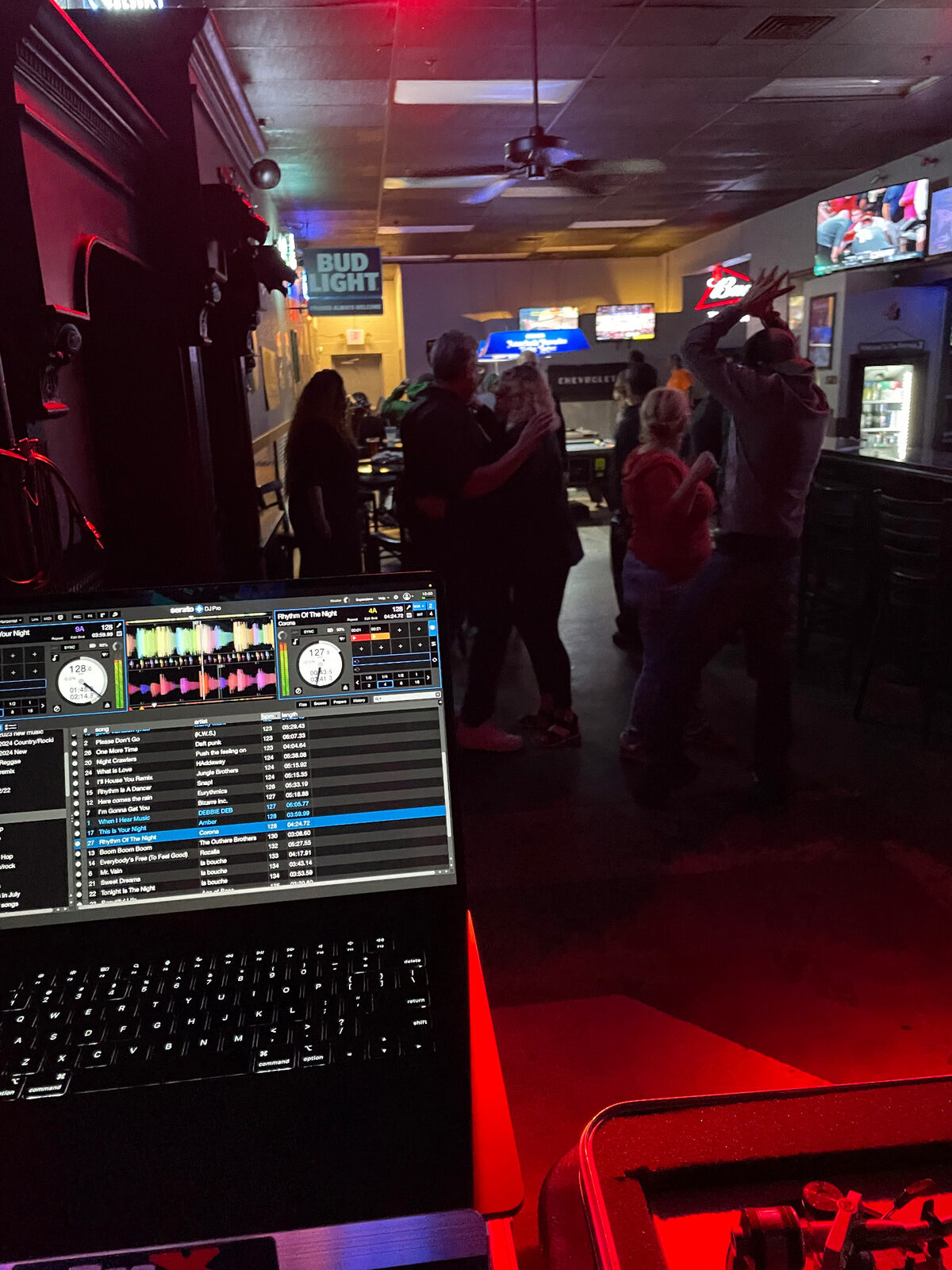 View from the DJ booth at a lively venue